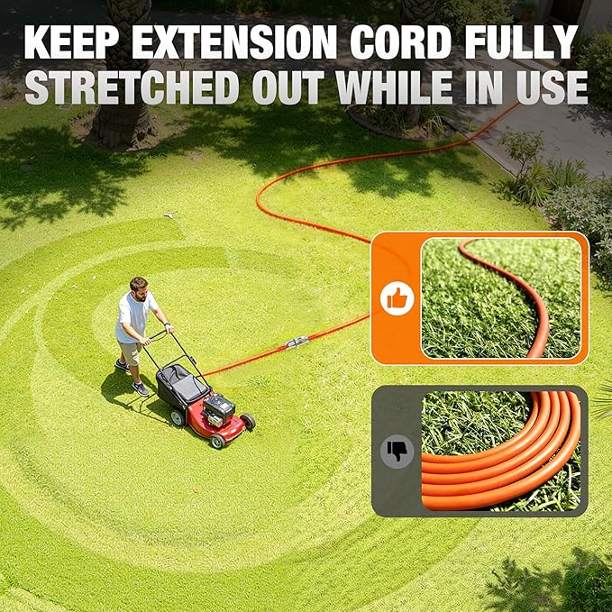 75 FT Outdoor Extension Cord Waterproof, 16/3 Gauge Heavy Duty 3 Prong Power Cord with Lighted Indicator End, 13A 125V 1625W SJTW, ETL Listed, Great for Lawn/Garden/Home(Orange)