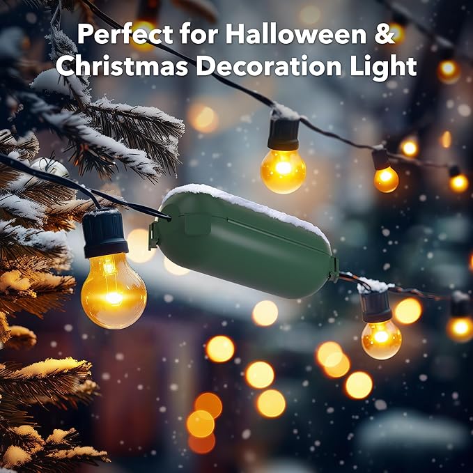 [2 Pack] Outdoor Extension Cord Safety Cover, BN-LINK Outdoor Plug Protector Waterproof, Electrical Connection Box for Holiday String Lights & Tools, Green