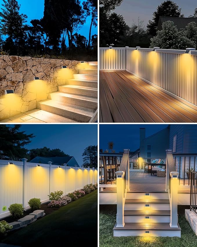 vighep 2Pack White Solar Lights Outdoor Motion Sensor, 3000K Warm Light/3 Lighting Modes, IP65 Waterproof Solar Powered Wall Lights Outside for Garden Fence Backyard Deck Driveway
