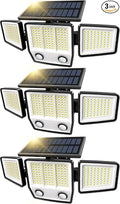 MDCMDCM Solar Motion Sensor Outdoor Lights Waterproof - 3000LM 3 Modes Security Lights Outdoor 270° Illumination IP65 LED Solar Flood Wall Light for Garden Yard Patio Pathway (Modern, 3)
