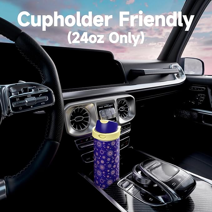 24 oz Insulated Water Bottle for Men: Meoky Stainless Steel Water Bottle with 2-in-1 Straw and Spout Lid - Leak Proof, Cold for 24 Hours, Fits in Car Cup Holder, BPA-Free for Sports Travel, Destiny