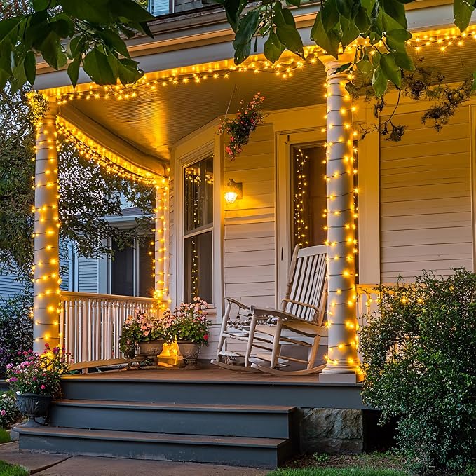 JMEXSUSS 2 Pack Solar String Lights Outdoor Waterproof, Total 66 FT 200 LED Solar Christmas Lights Outdoor, Twinkle Light for Christmas Tree Outside Garden Yard Xmas Decor, Warm White