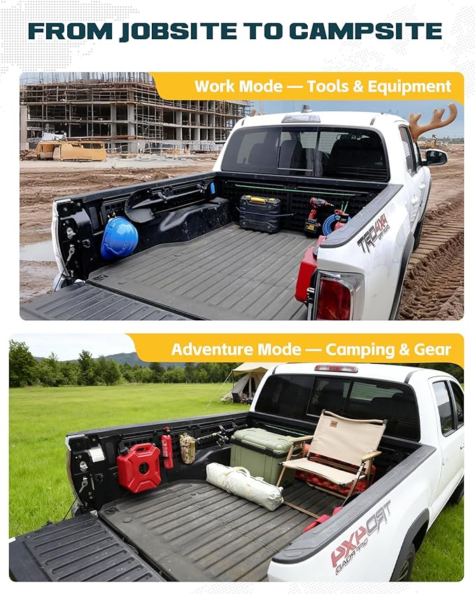 Trumgeta Front Bed MOLLE Panels Fit for 2016-2023 Toyota Tacoma 5FT Bed, Heavy-Duty Aluminum Truck Storage Organizer System for Camping, No-Drill Installation Truck Bed Organizer Accessories