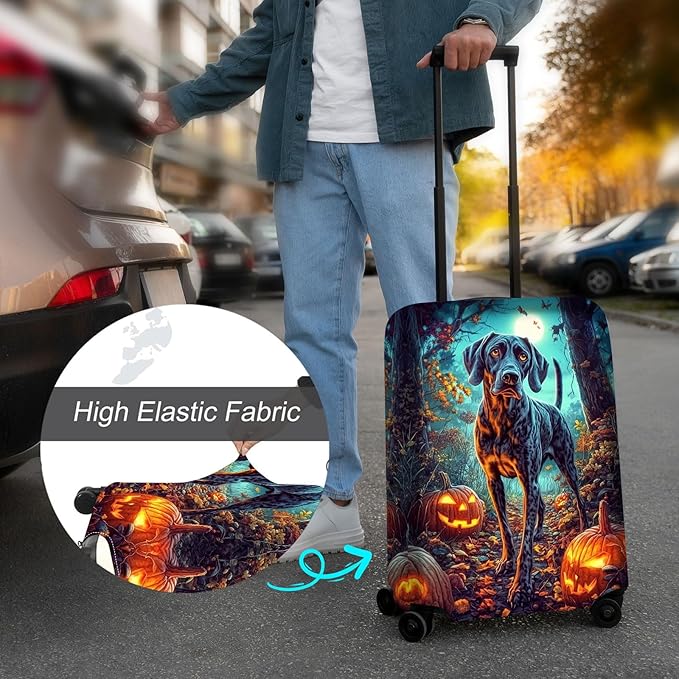 Luggage Cover Protector for 26-28 Inch Suitcases, TSA Approved Elastic Travel Suitcase Covers, Anti-Scratch Washable Luggage Sleeve for Carry On & Checked Bags, Shorthaired Pointer Dog