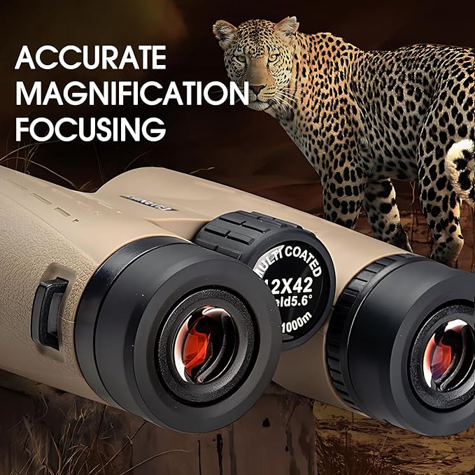 12x42 HD Binoculars for Adults High Powered Binoculars with Upgraded Phone Adapter Waterproof Compact Binocular with Low Light Night Vision for Bird Watching Hunting Outdoor Sports Concerts Green