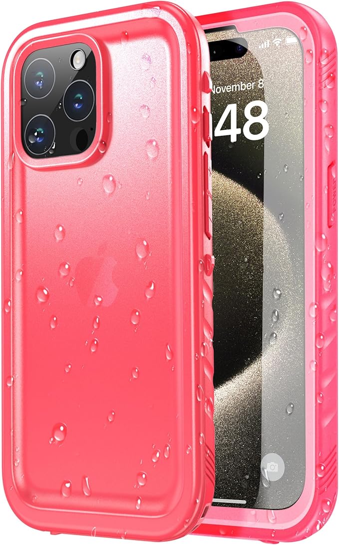 SPORTLINK for iPhone 15 Pro Max Case - IP68 Waterproof Military Protective Full Body Heavy Duty Shockproof 360 Sealed Dustproof with Camera Screen Protector Cover for i Phone 15 Pro Max 6.7" Pink