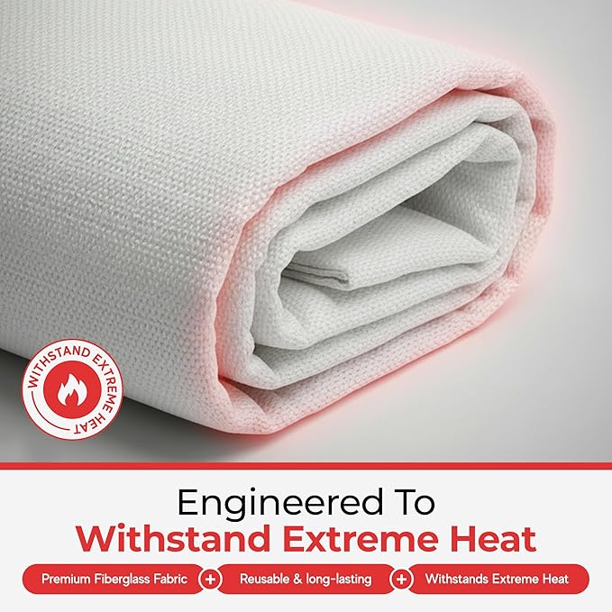 Sierra Madre Emergency Fire Blanket for Home and Kitchen – 100% Fiberglass Fire Suppression Blanket (40x40) for Car, Office & Camping – Instantly Smothers Flames – Lightweight & Reusable (Pack of 1)