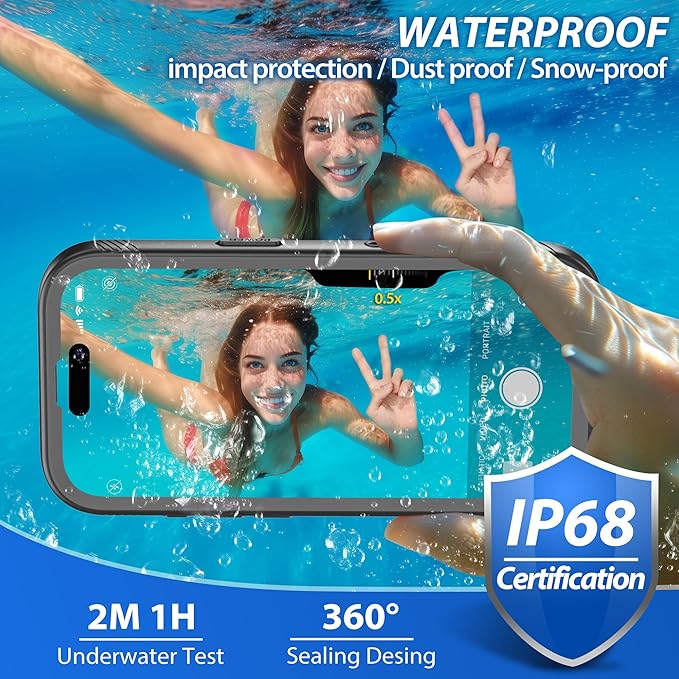 SPORTLINK for iPhone 17 Pro Case - IP68 Waterproof Military Protective Full Body Heavy Duty Shockproof 360 Sealed Dustproof with Camera Screen Protector Phone Cover for iPhone 17 Pro 6.3" Mag/Black