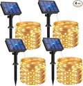 btfarm 4 Pack Solar String Lights Outdoor - Total 132FT 320LED Solar Fairy Lights Outside Waterproof 8 Modes, Copper Wire Solar Powered Twinkle Light for Garden Tree Christmas Wedding Party,Warm White