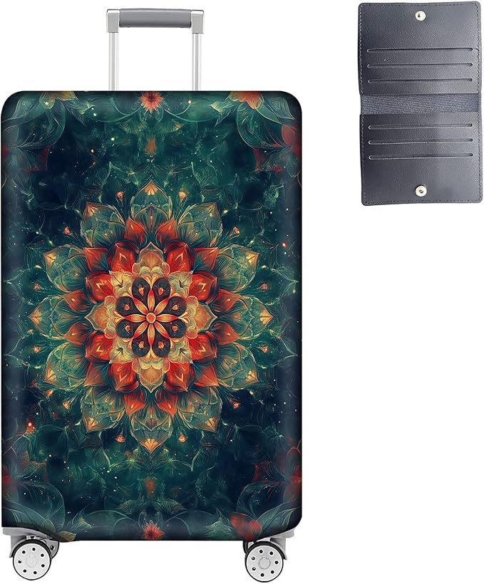 Luggage Cover Protector for 19-20 Inch Suitcases, TSA Approved Elastic Travel Suitcase Covers, Anti-Scratch Washable Luggage Sleeve for Carry On & Checked Bags, Mandala