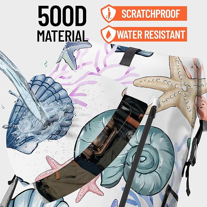 Waterproof Dry Bag Marine Dry Bags for Kayaking Hiking Sea Shell Coral Nautical Starfish Backpack Roll-Top Closure Bag - Backpack Waterproof Phone Case 5L