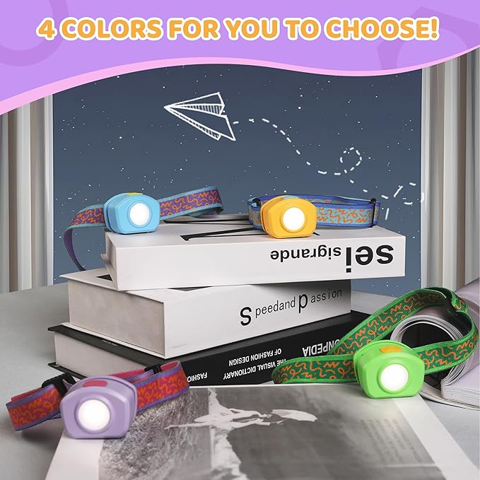 EverBrite LED Headlamp Rechargeable Kids Headlamp with RGB Mode and Adjustable Headband, 3 Modes Multicolor Headlamp for Camping, Reading, Exploring, Halloween, Christmas