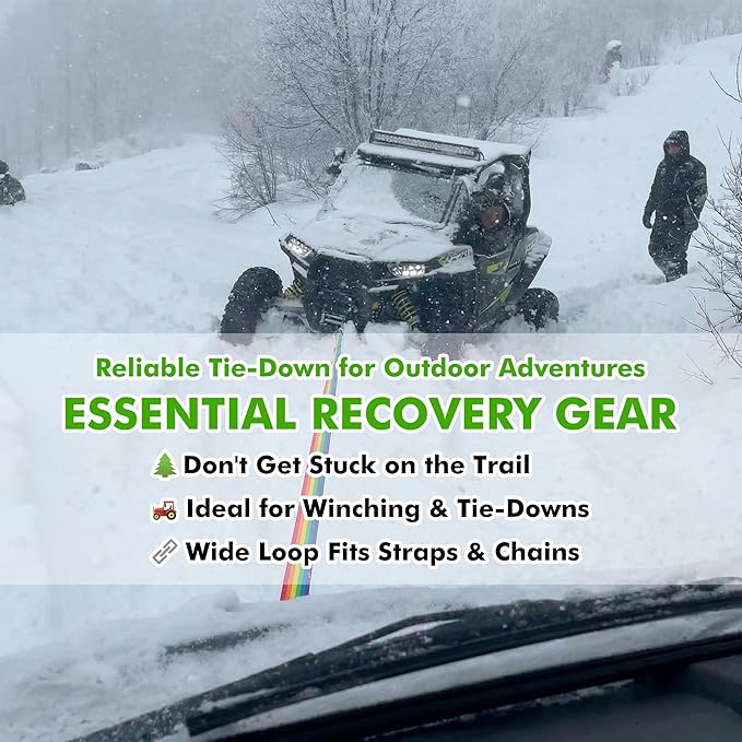 Front Tow Hook Tow Loop Compatible with Polaris RZR 900S 1000S 1000XP General – Heavy Duty 16mm Steel Recovery Hook, Black Powder Coated, Easy Bolt-On Installation