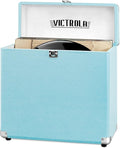 Victrola Collector – Record Storage Case – Holds 30+ Vinyl Turntable Records, Heavy-Duty Hardware, Hinges, & Smart Metal Corners, Portable with Easy-Carry Handle (Turquoise)