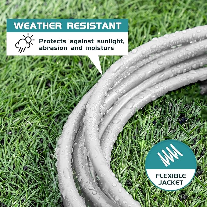 Indoor Outdoor Extension Cord Weatherproof, UL Certified, 16 Gauge 12FT White 3 Prong Heavy Duty, 16/3 SJTW 13A Power Cord for Outdoor Lights, Appliances, Lawn