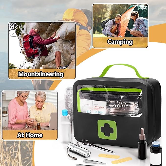 Marscamd Waterproof Empty First Aid Bag with a Detachable Panel, Small Medical Bag with Molle System, Green (Bag Only)