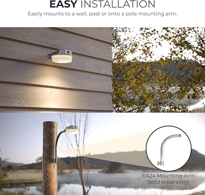 HALO ALB Outdoor Dusk-to-Dawn LED Security Area Light with 2000 Lumens, Wall or Pole Mount - Textured Gray