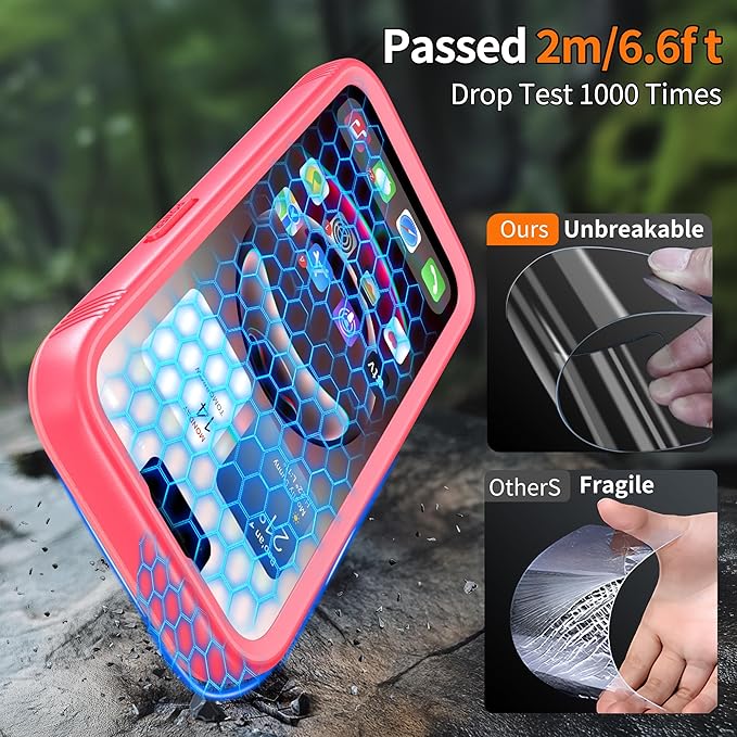 Cozycase Waterproof Case for iPhone SE 3rd 2022/iPhone SE 2nd 2020/iPhone 7/8 - Shockproof Full Body Rugged Case with Built-in Screen Protector Waterproof Case for iPhone SE3/SE2/7/8 (Frosted Pink)
