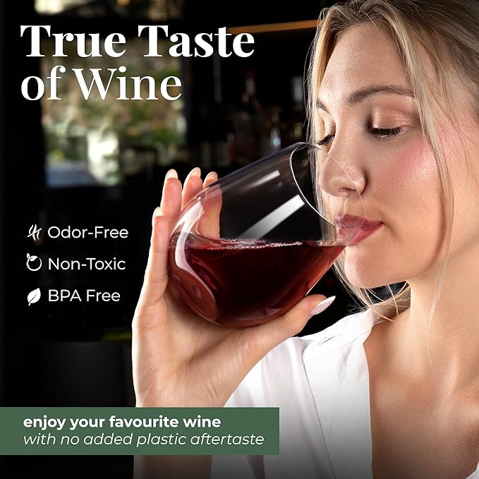 Vivocci Unbreakable Plastic Stemless Wine Glasses 20 oz | 100% Tritan Heavy Base | Shatterproof Glassware | Ideal For Cocktails & Scotch | Perfect For Homes & Bars | Dishwasher Safe | Set of 2