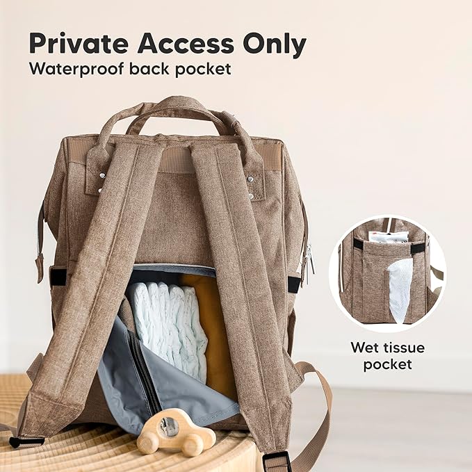 KeaBabies Baby Diaper Bag Backpack - Large Baby Bag for Boys, Girls, Waterproof Multi Function Travel Diaper Backpack with Changing Pad, Durable Travel Essentials for Moms and Dads (Coffee Brown)