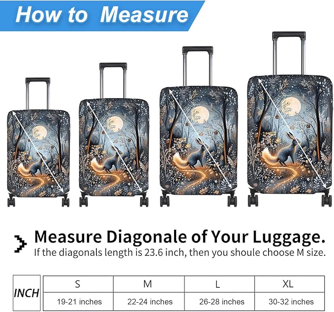 Luggage Cover Protector for 30-32 Inch Suitcases, TSA Approved Elastic Travel Suitcase Covers, Anti-Scratch Washable Luggage Sleeve for Carry On & Checked Bags, Hare