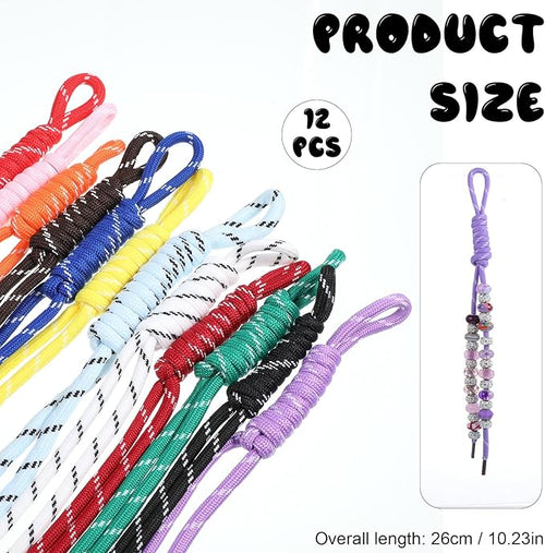 12 PCS Paracord Keychain Bag Charms, Colorful Paracord Rope Keychain Braided Keychains Charms Handwoven Nylon Rope Keychains Knot Lanyard Keyring for Purse Backpack Handbag Decoration Accessories