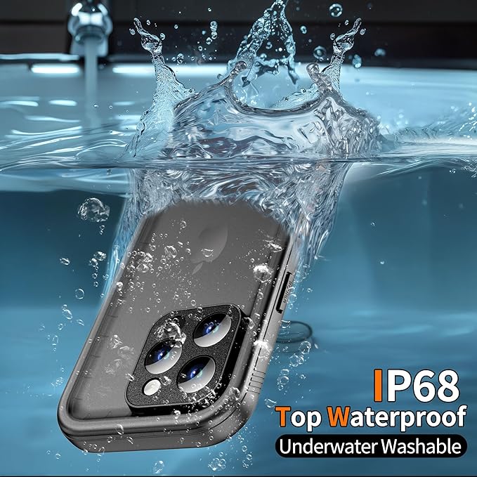 Cozycase for iPhone 15 Pro Max Waterproof Shockproof Dustproof Case - Heavy Duty/360 Full Body/Military Grade/Protective/Rugged 【8FT Drop Proof】 Built in Screen/Camera Protector with Lanyard Black