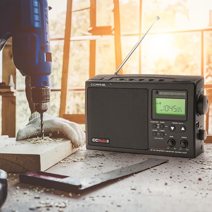 C. Crane CCRadio 3 Long Range Reception AM, FM, NOAA Weather Plus Alert and 2-Meter Ham Band Portable Digital Radio with Bluetooth