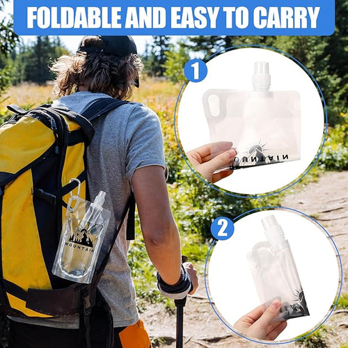 12pack 1L Collapsible Water Bottles with Mountaineering Buckle (Not Suitable for Climbing) Hiking Foldable Backpacking Water Bottle Reusable 33oz Drink Bottle for Travel Camping Hiking
