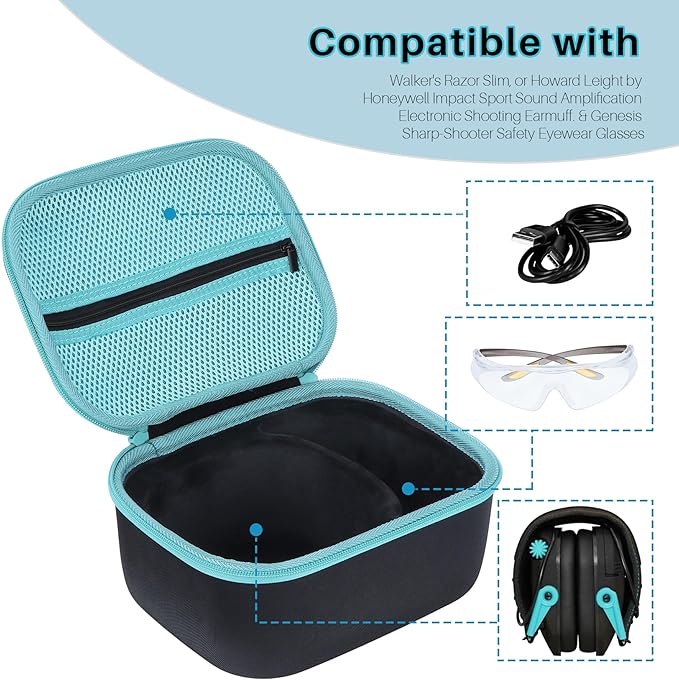 Storage Case Compatible with Walker's Razor Slim Shooting Hearing Protection Electronic Earmuffs