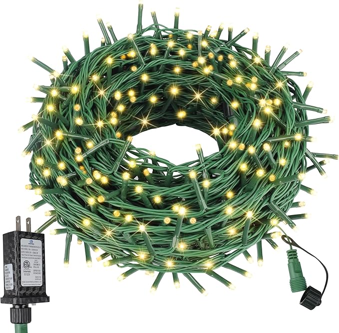 ASENEK 99FT 300 LED Christmas String Lights End-to-End Plug 8 Modes Indoor Lights with Timer, Outdoor Indoor Fairy Lights Christmas Tree Patio Garden Holiday Warm White