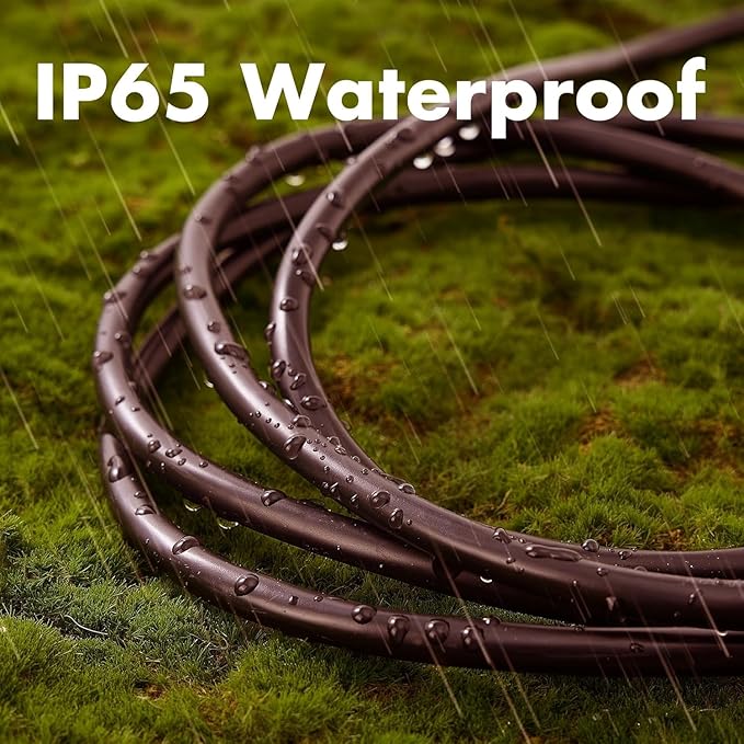 1ft Brown Extension Cord Waterproof, UL Listed, 16/3 SJTW Heavy Duty 3 Prong, 16 Gauge 13A Power Cord Ideal for Lights, Appliances, and Lawn