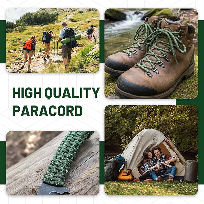 SDHUATUO Paracord Rope 200FT, 550lb Type III Nylon Parachute Cord 7-Strand Core with Reflective Strips, Utility String for Survival, Camping Gear, Hiking, DIY, Crafting, Outdoor, ArmyGreen