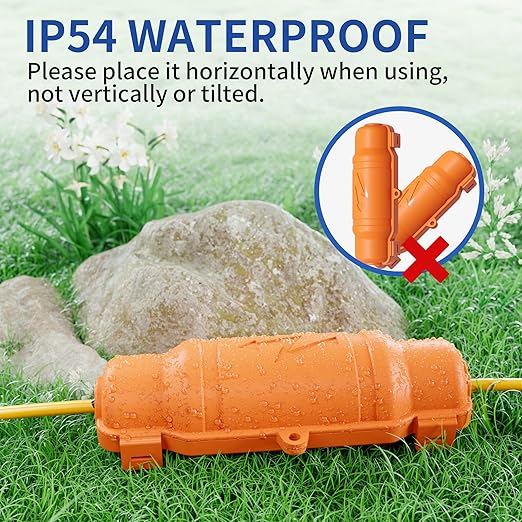 3 Pack Outdoor Extension Cord Safety Cover with Waterproof Seal IP54 Water-Resistant, Weatherproof Electrical Connection Box with 2 Latches, Plug, Socket, Holiday Decoration Light, Orange