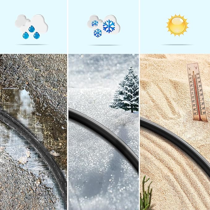Eversimpleinc Black 1 to 4 Splitter Extension Cord (Combined 46 FT, End to End 28 FT), 3 Prong Plug with 4 Extended Outlets, with Weatherproof Covers for Indoor and Outdoor