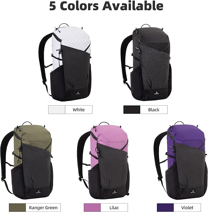 Thous Winds Ultralight Backpack, 20+5L Waterproof Hiking Daypack, EPX200 Fabric, 500g Lightweight Travel Backpack for Men Women Outdoor Camping Backpacking, White