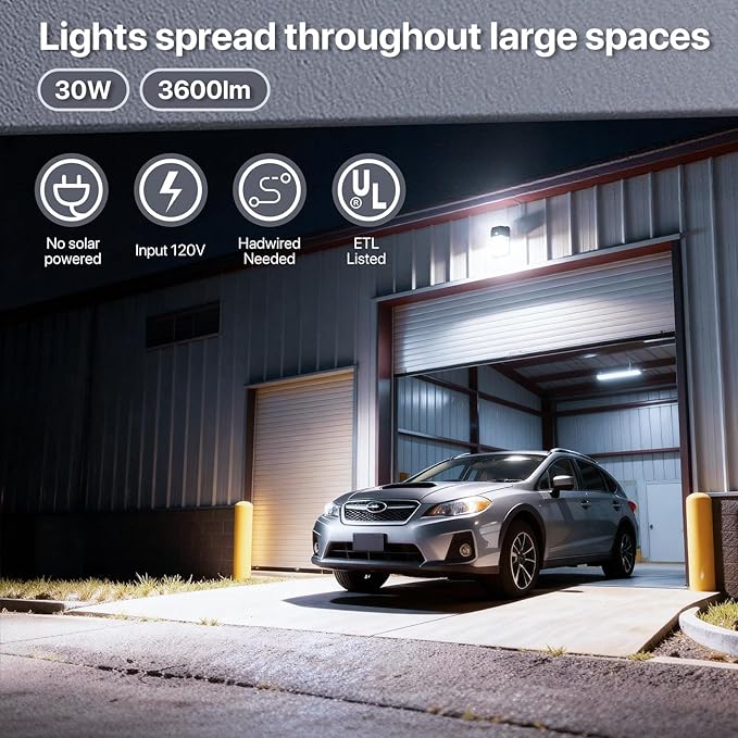 HYPERLITE LED Wall Pack Light: 30W 3600lm 5000K Daylight Dusk to Dawn Outdoor Lighting - 120Vac IP65 Waterproof LED Wall Lights for Garage House Garden UL Listed 6 Pack