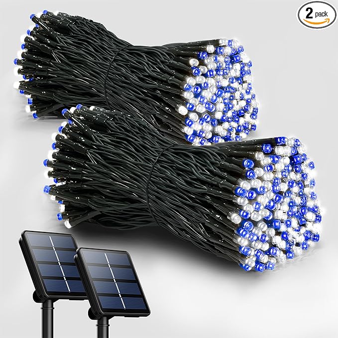 Selarlyt 2 Pack Solar Christmas Lights Outdoor, 72FT 200 LED Solar String Lights with 8 Lighting Modes, IP65 Waterproof Solar Lights Outdoor for Xmas Garden Party Tree Decor