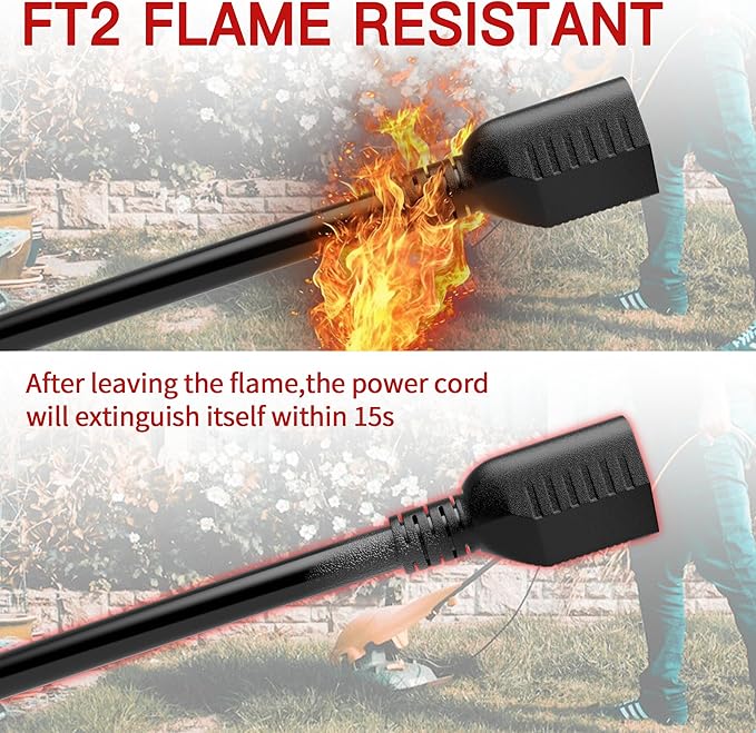 16/3 13A 125V 1625W 30 FT Outdoor Extension Cord Waterproof, Weatherproof & Flame Retardant Black 3 Prong Power Cord Outside for Lawn & Garden,125 VAC 16AWG SJTW, ETL Listed