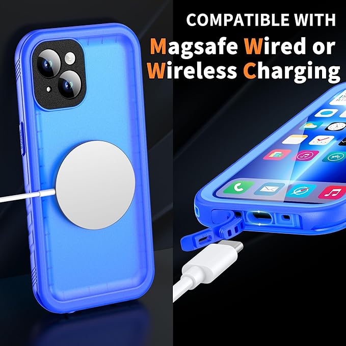 Cozycase for iPhone 15 Plus Waterproof Shockproof Dustproof Case - Heavy Duty/360 Full Body/Military Grade/Protective/Rugged 【8FT Drop Proof】 Built in Screen/Camera Protector with Lanyard Blue