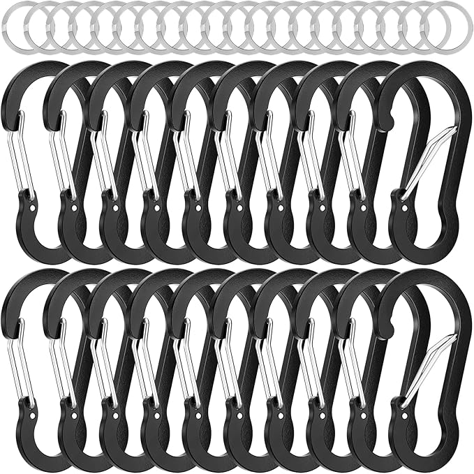 sprookber 2" Small Carabiner Clip, D Ring Caribeener, Spring Snap Hook for Keychain Multipurpose, Set of 20