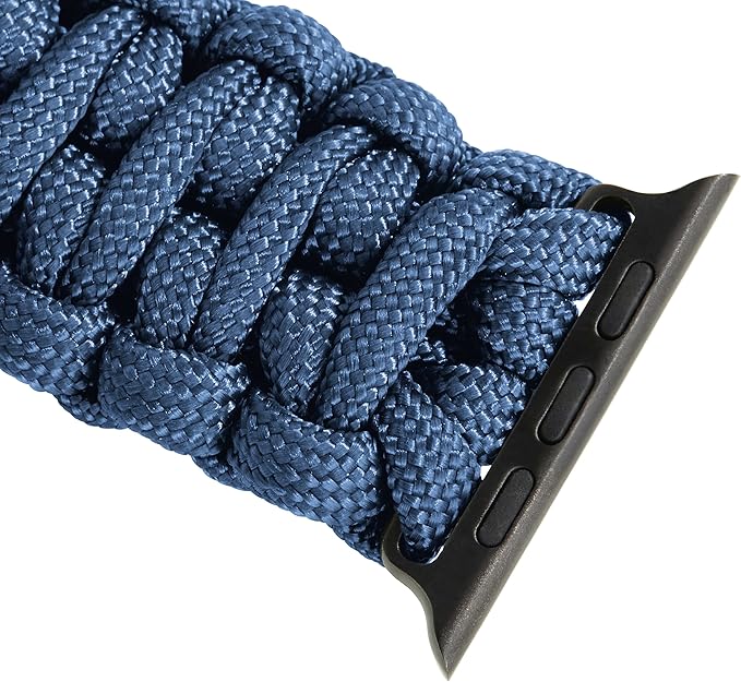 Savior Survival Gear Paracord Watch Band - Compatible with Apple Watch Band 49mm 46mm 45mm 44mm 42mm - iWatch Band Series Ultra 10 9 8 7 6 5 4 3 2 1 SE – Adjustable strap for men (Dark Blue, Large)