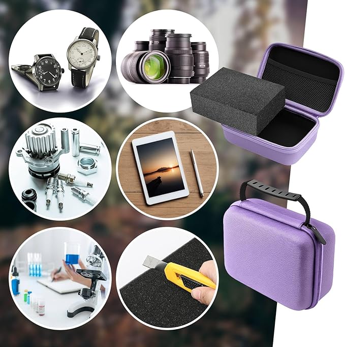 Relaxweex EVA Hard Case with Customizable Foam 7.1 x 4.7 x 3.1 Inch Protective EVA Carrying Case Shockproof Outdoor for Camera, Digital Products, Electronic Instruments with Knife, Purple