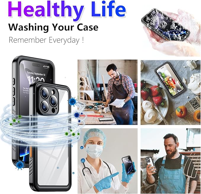Temdan Waterproof Compatible with Phone Pro Case 6.3 inch 2024-Black/Clear