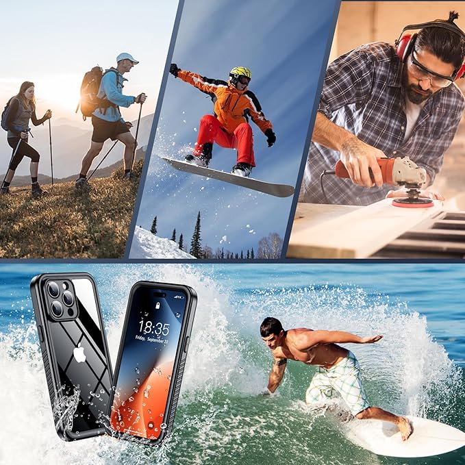 SPIDERCASE Only Designed for iPhone 14 Pro Max Case Waterproof [12FT Military Dropproof] [Built-in Screen Protector] [IP68 Underwater] Full Body Shockproof Protective Phone Case 6.7'' 2022, Black