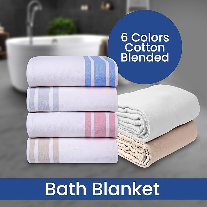 Linteum Textile Cotton Blended Hospital Patient Bath Blanket, Bed Bath Sheet, Twin Blanket Lightweight Sheet Blankets 70x90 in, 1.75 lb. Unbleached [2 Pack]