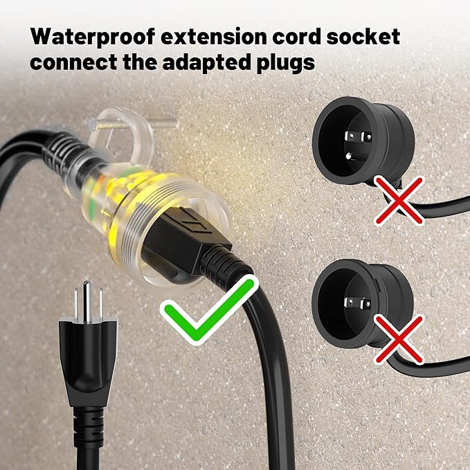 POWGRN 200FT 16 Gauge Black Outdoor Extension Cord Waterproof, 3 Prong Flexible Cold Weatherproof -58℉ Extension Cord, 10 AMP 1250W SJTW, ETL Listed
