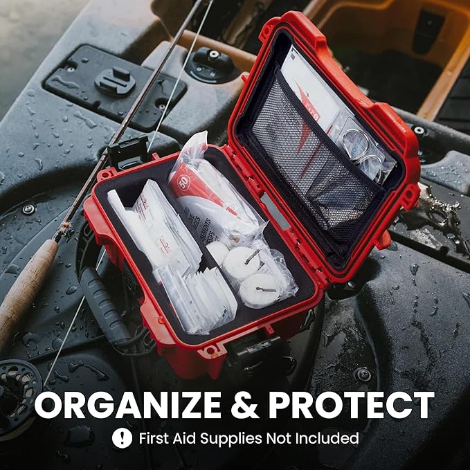 NANUK 903 Waterproof First Aid Box Empty with Lid Organizer & Dividers – Durable Medical First Aid Organizer Case, IP67-Rated, Dustproof, Impact-Resistant, Floats (9.1” x 6.8” x 3.8”) – Red