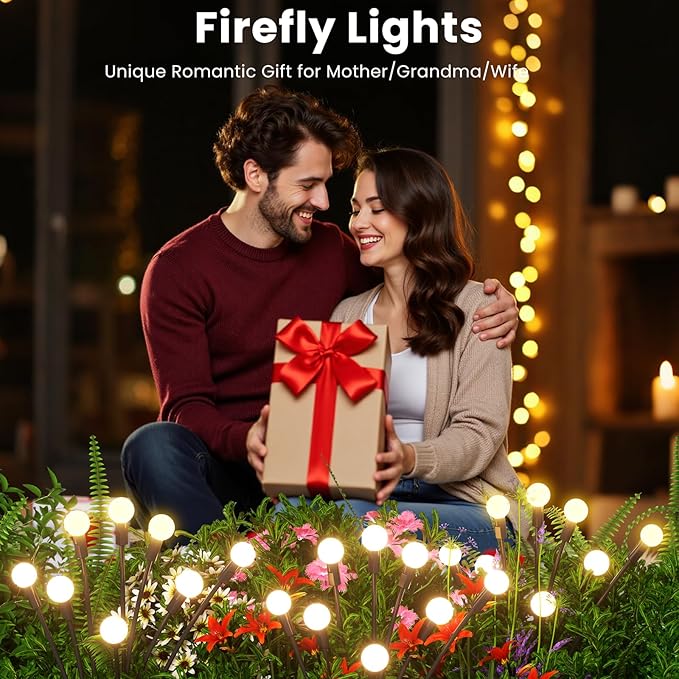 Solar Lights Outdoor(6 Packs,48 LEDs), Solar Firefly Lights with 4 Modes, Solar Lights Outdoor Waterproof for Garden Decor, High Lumens Outdoor Lights for Patio Yard, Sway by Wind, Gifts for Women
