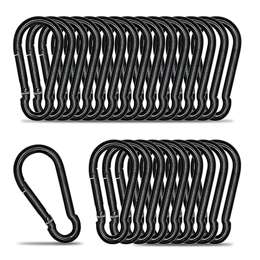 Small Carabiner Clip Hook, 2.75 inch 25 pcs Black Heavy Duty Spring Snap Hook Key Chain, Carabiners Clips for Outdoor Camping, Swing Set, Hammock, Hiking Travel, Fishing, Quick Link Keychain